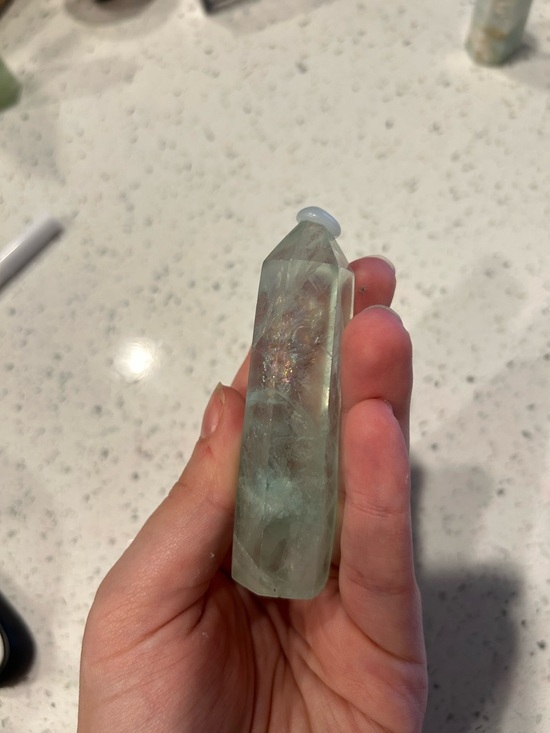 HUGE RAINBOWS Green Fluorite Point Crystal Tower - Picture 10 of 10